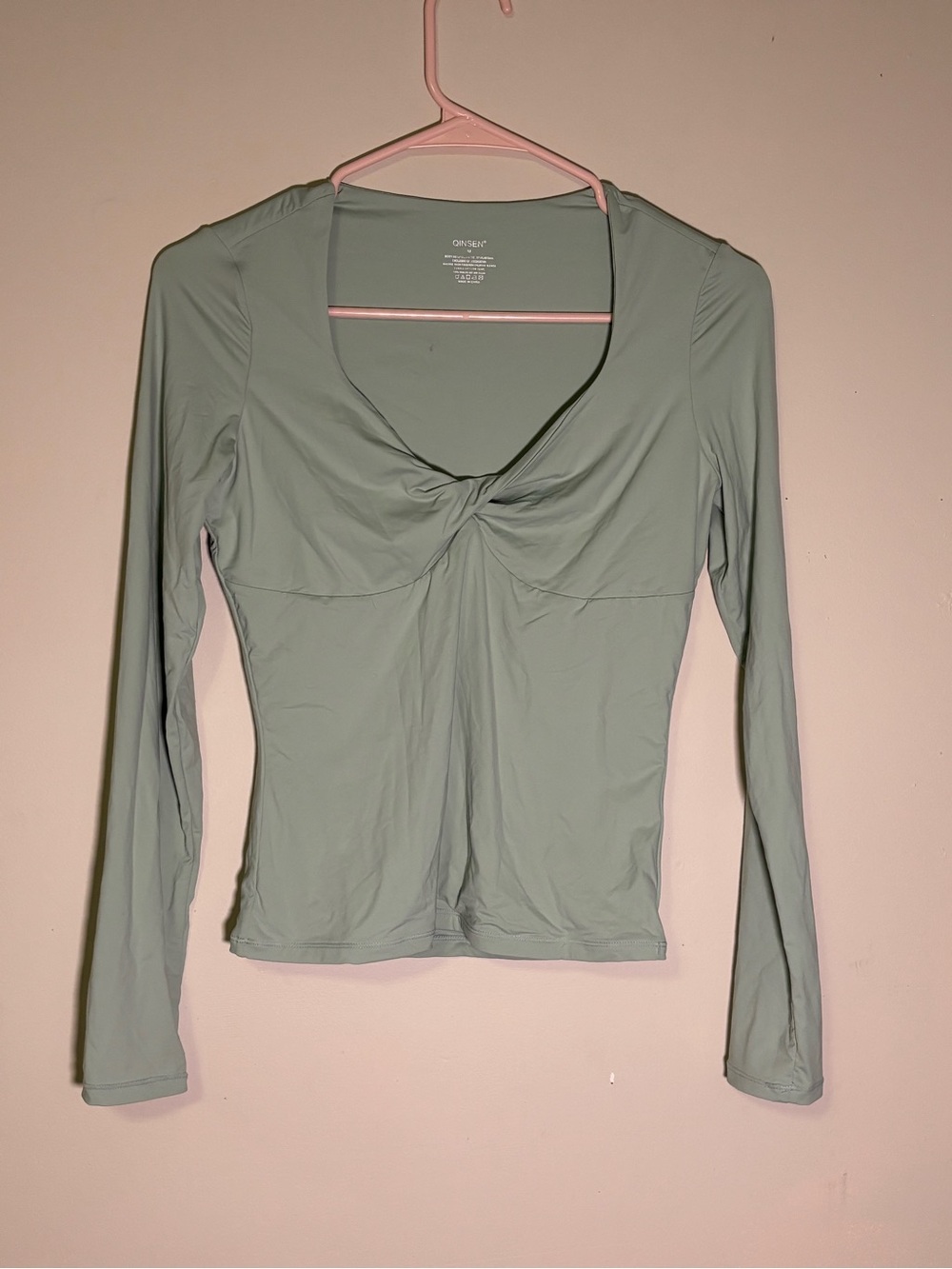 NWOT Sage Green Twist-Front Long Sleeve Tee